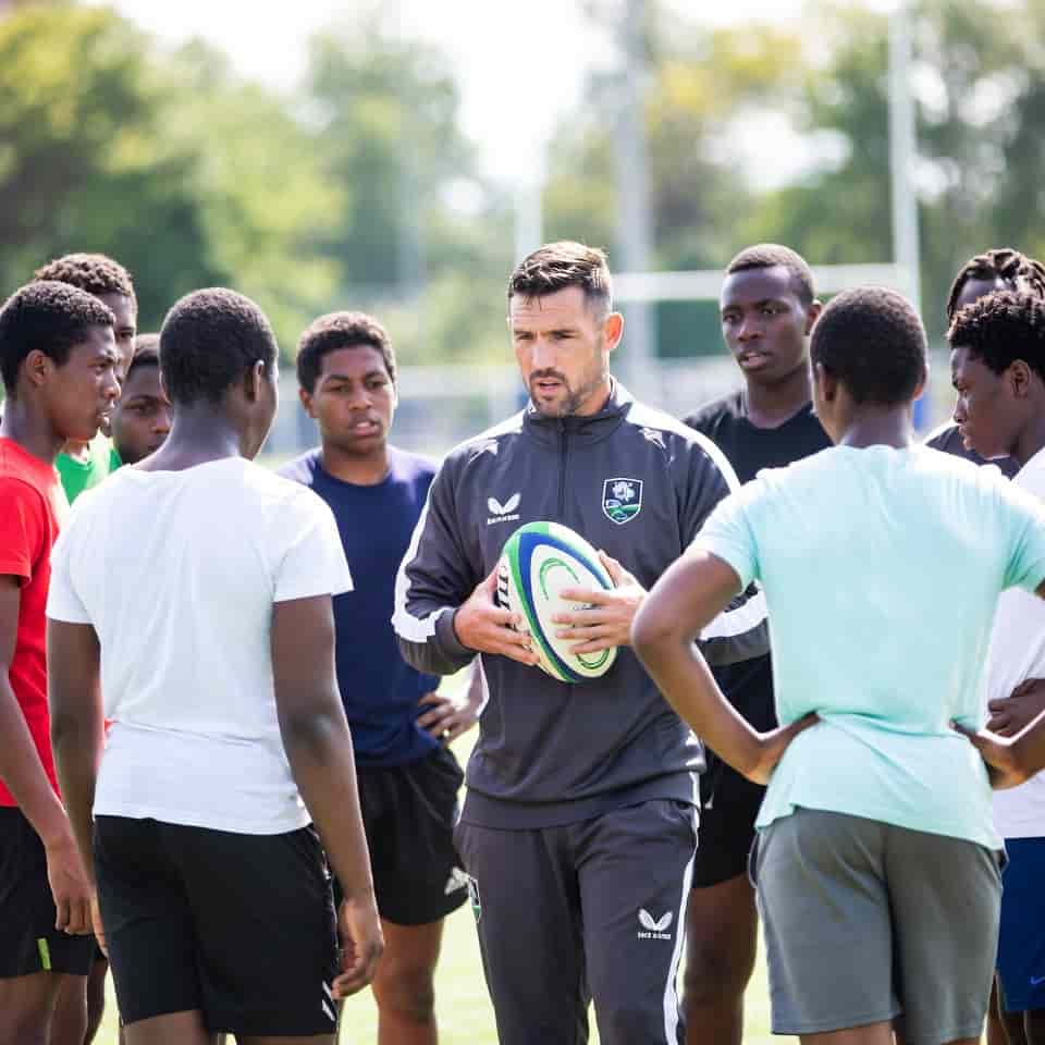 Rugby coaching session on the training ground